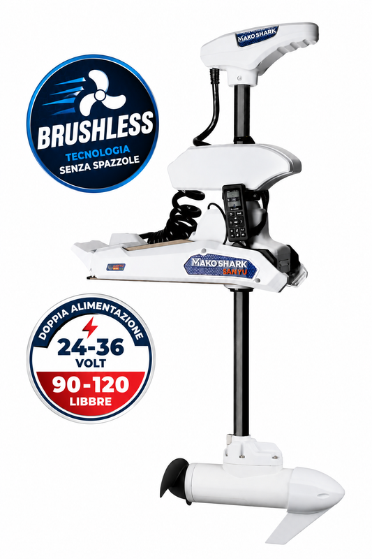 Motore di Prua Mako Shark GPS Brushless 90/120 LB 24V/36v Palo in carbonio da 72” 184cm